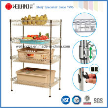 NSF Aprobación 4 Tiers Cromo De Malla Cocina Basket Rack